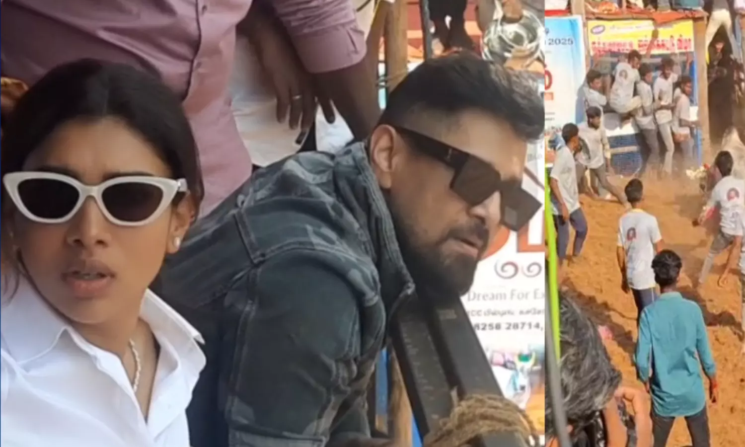 Vikram and dushara Vijayan watch jallikattu